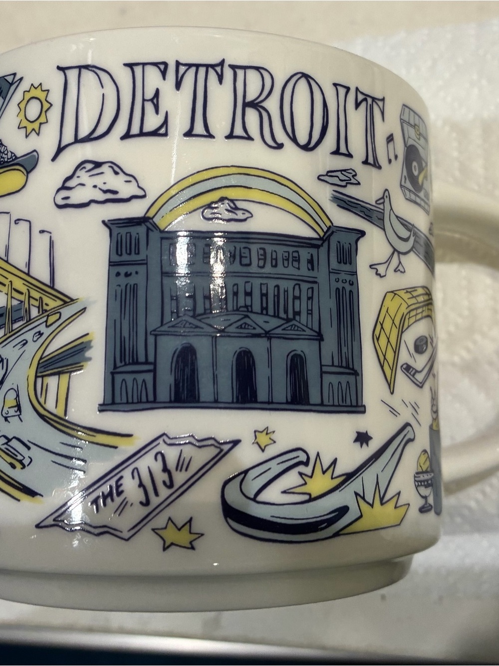 Starbucks Detroit City "Been There" Series Mug — White, Blue & Yellow Accents